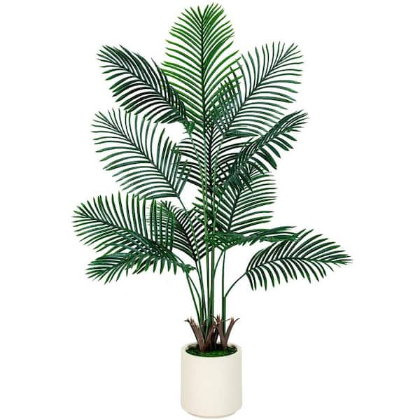 hykolity 5 ft. Artificial Areca Palm Golden Cane Faux Tree with White ...