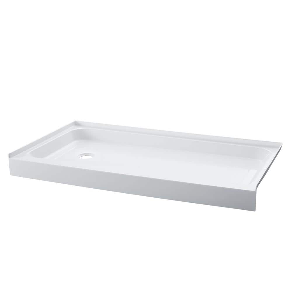 Voltaire 60" x 36" White Acrylic Single-Threshold Shower Base