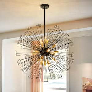 Mariah 18-Light Black with Gold Sputnik Sphere Oversized Chandelier