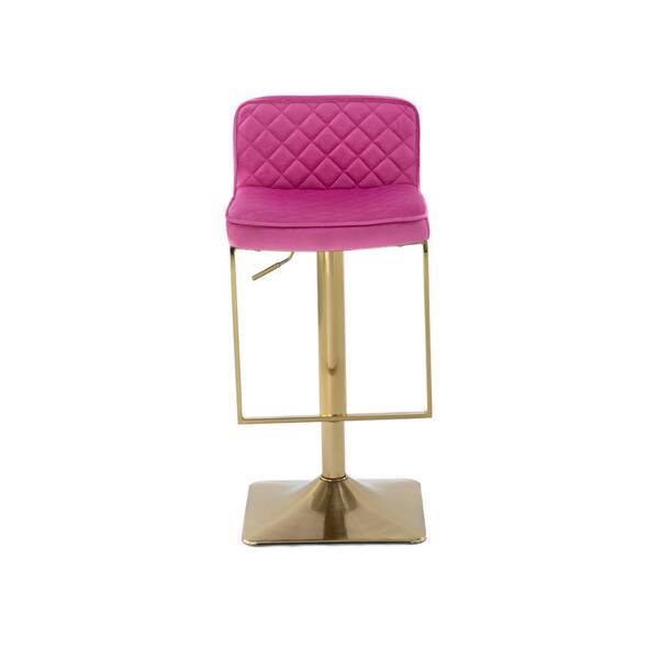 HOMEFUN 31.5 in. Purple Velvet Seat Low Back Metal Frame Adjustable Height Cushioned Bar Stool with Foot Rest
