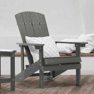 Recycled Plastic Weather Resistant Outdoor Patio Adirondack Chair in Charcoal Gray
