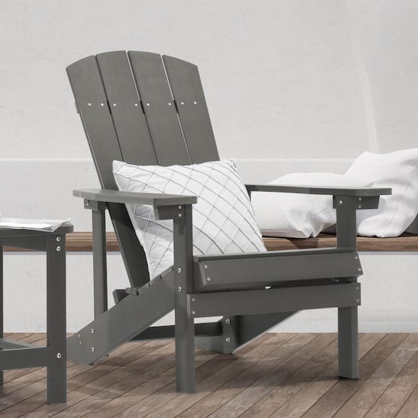 Sonkuki Recycled Plastic Weather Resistant Outdoor Patio Adirondack Chair in Charcoal Gray