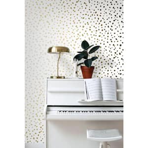 Confetti White Gold Terrazzo Paper Non-Pasted Non-Woven Metallic Wallpaper