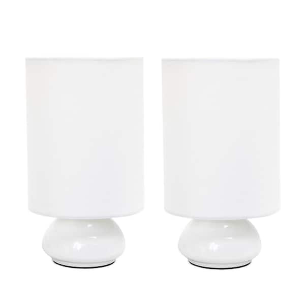 Simple Designs Chrome Mini Basic Table Lamp with Fabric Shade 2 Pack Set