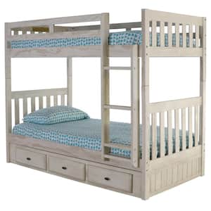 Light Ash Series Gray Twin Size Bunkbed with Three Drawers