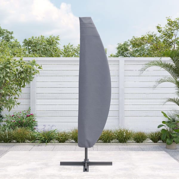 Sonkuki Fit for Cantilever Umbrella 9 ft. to 11 ft. Waterproof Outdoor Parasol Offset Umbrella Cover in Gray