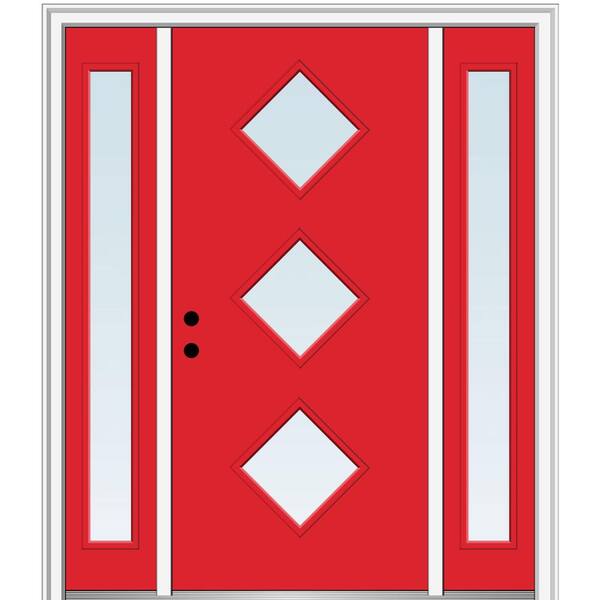 MMI Door 64.5 in. x 81.75 in. Aveline Right-Hand Inswing 3-Lite Clear Low-E Painted Fiberglass Prehung Front Door w/ Sidelites