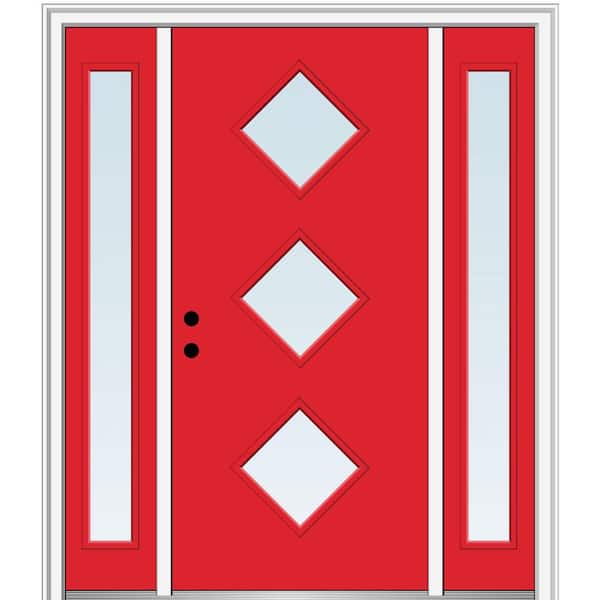 MMI Door 68.5 in. x 81.75 in. Aveline Right-Hand Inswing 3-Lite Clear Low-E Painted Fiberglass Prehung Front Door w/ Sidelites
