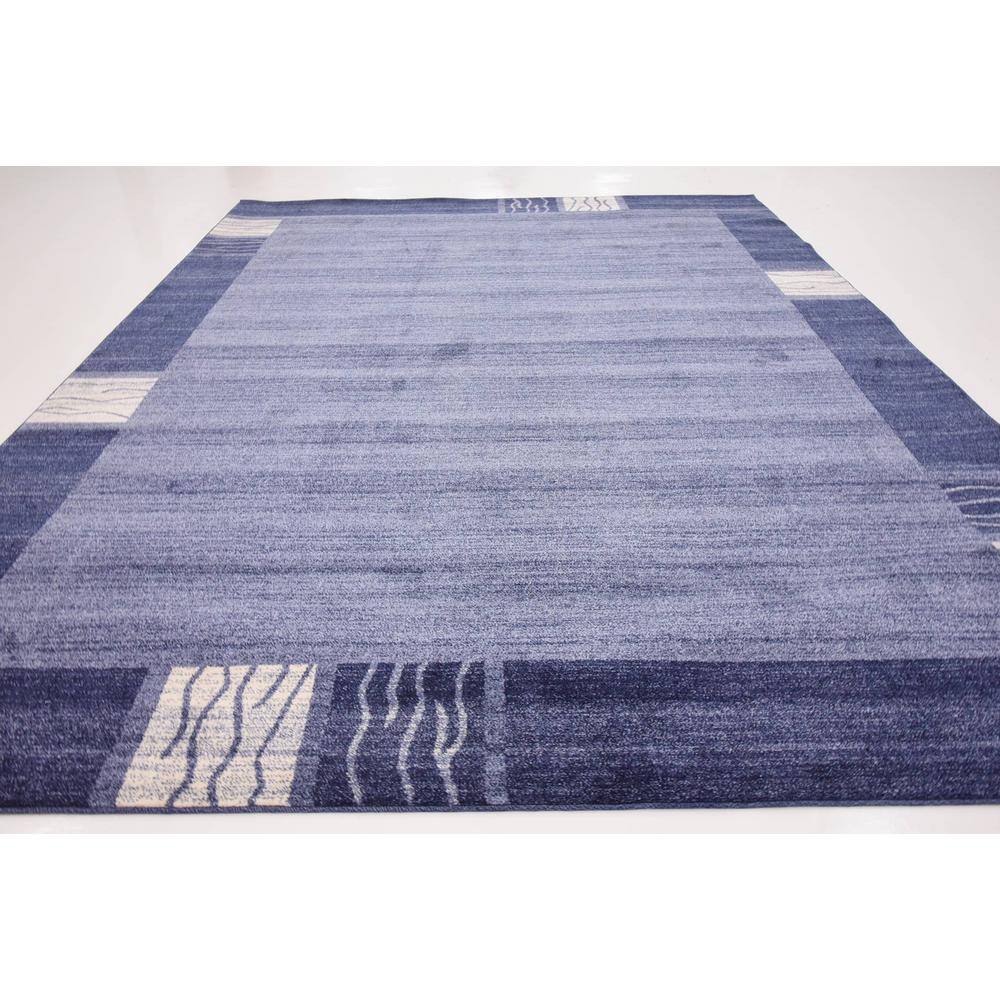 Light Blue Geometric Tufted Synthetic 9' x 12' Area Rug