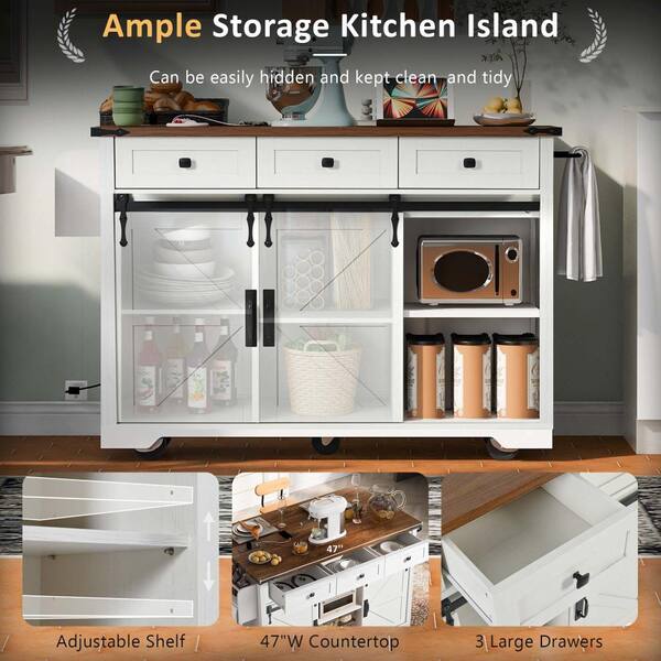 XUJMK 54 in. W x 18 in. D x 37 in. H Linen Cabinet, Kitchen Island