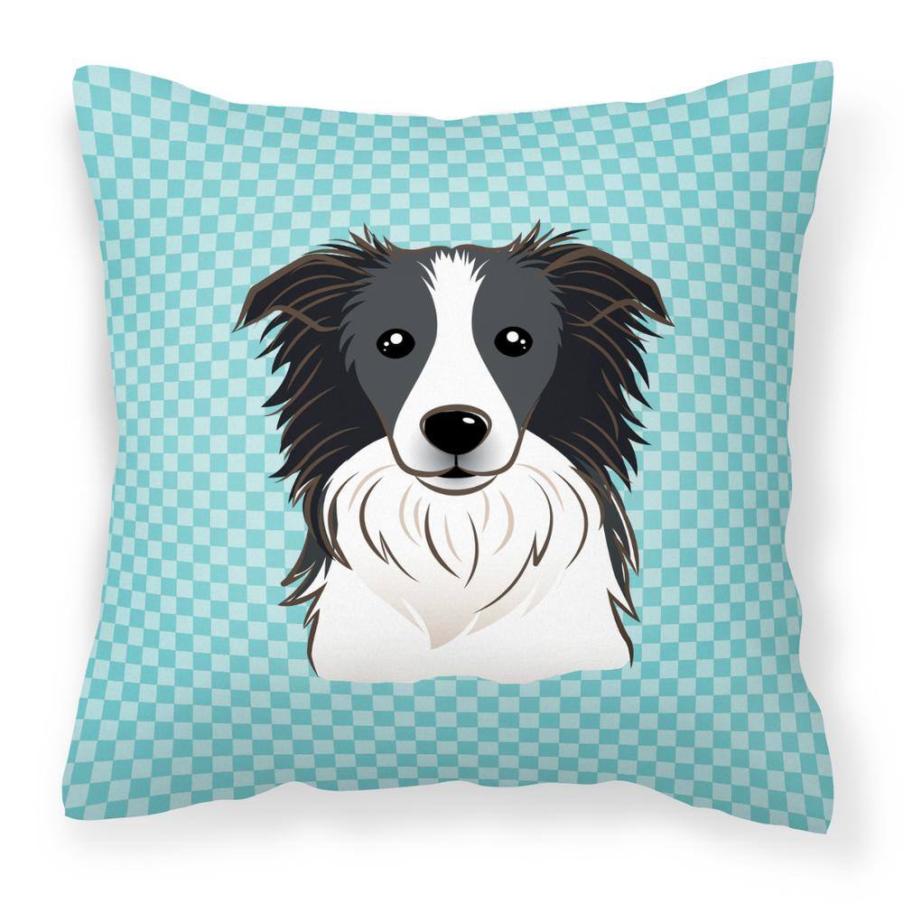 14 in. x 14 in. Multi-Color Outdoor Lumbar Throw Pillow Checkerboard Blue Border Collie Canvas price history on PriceWatchPro