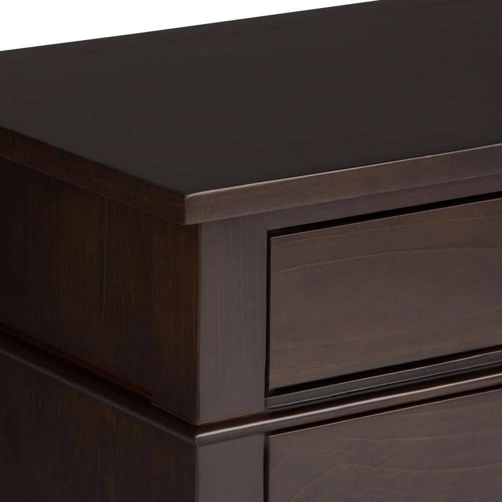 Carlton Transitional Dark Tobacco Brown Solid Wood Bedside Nightstand