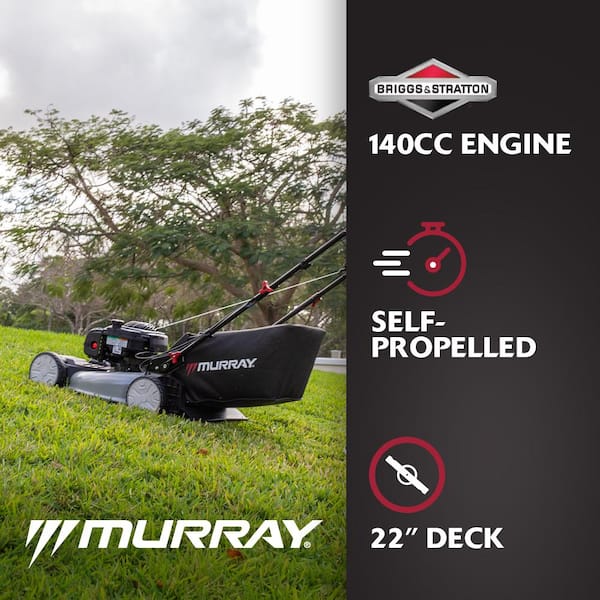 Murray MNA153003 22 in. 140 cc Briggs & Stratton Walk Behind Gas Self-Propelled Lawn Mower with Front Wheel Drive and Bagger - 2