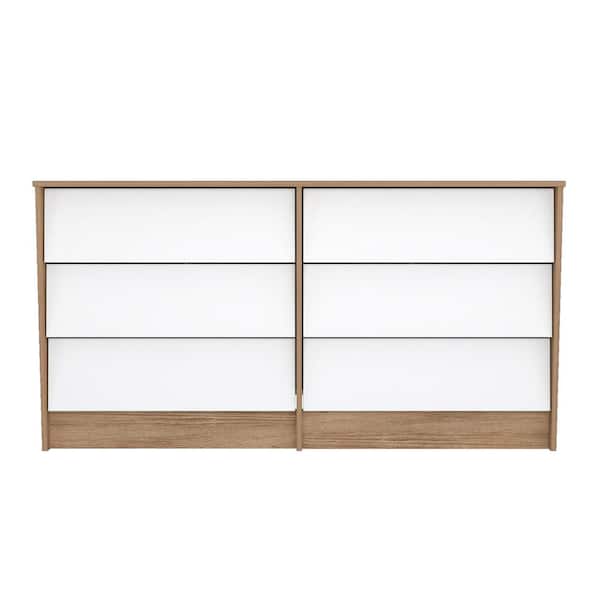 Inval Amaretto Oak and White 6-Drawer 59.05 in. W Dresser