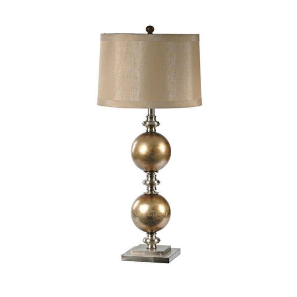 Absolute Decor 33 in. Antique Silver Reverse Painted Glass and Brushed Nickel Table Lamp-DISCONTINUED