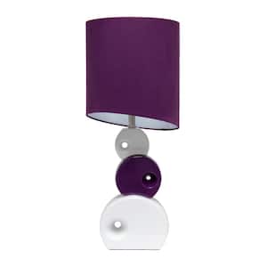 28.5 in. Purple Modern Stacked Circle Table Lamp with Purple Angled Fabric Shade