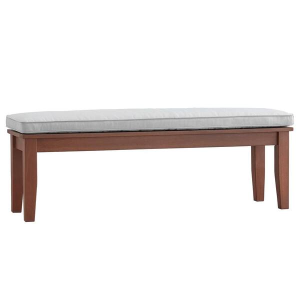 HomeSullivan Verdon Gorge 55 in. Oiled Wood Outdoor Bench with Beige Cushion