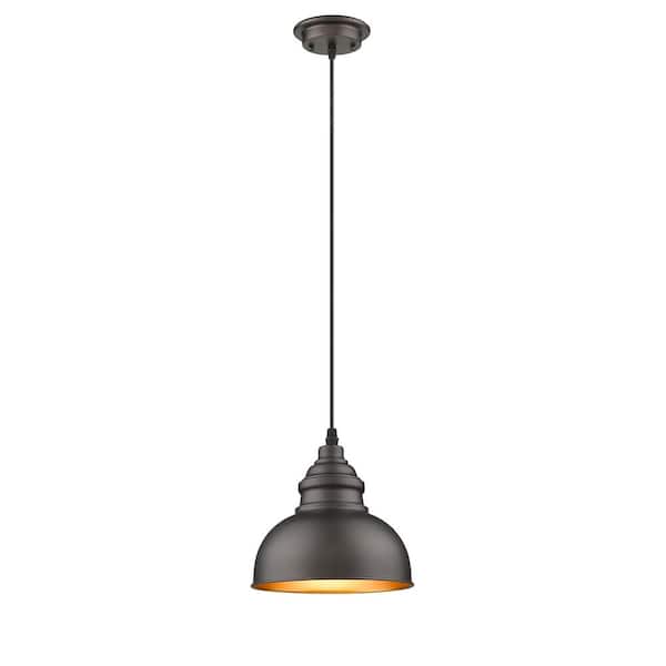 Unbranded Indoor 1-Light Textured Black Shaded Mini Pendant Light with Metal Shade Adjustable Height