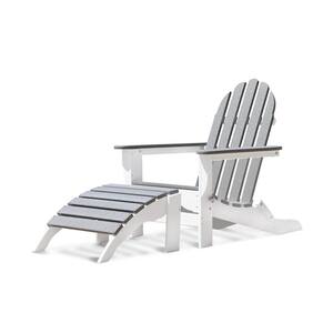Icon White and Driftwood Gray 2-Piece Plastic Folding Adirondack Chair