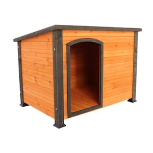 44.5 in. Outdoor and Indoor Heated Wooden Dog Kennel with PVC waterproof roof
