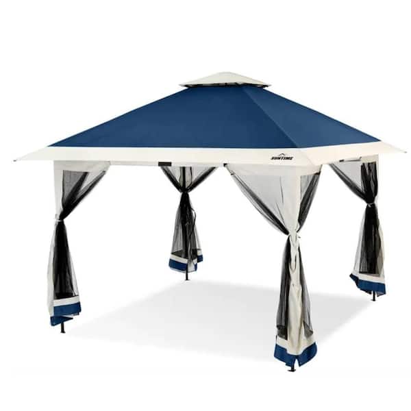 Pop Up Gazebo 12 ft. x 12 ft. Outdoor Canopy Shelter with Mosquito Netting 4-Stanbags Instant Gazebo Tent for Lawn