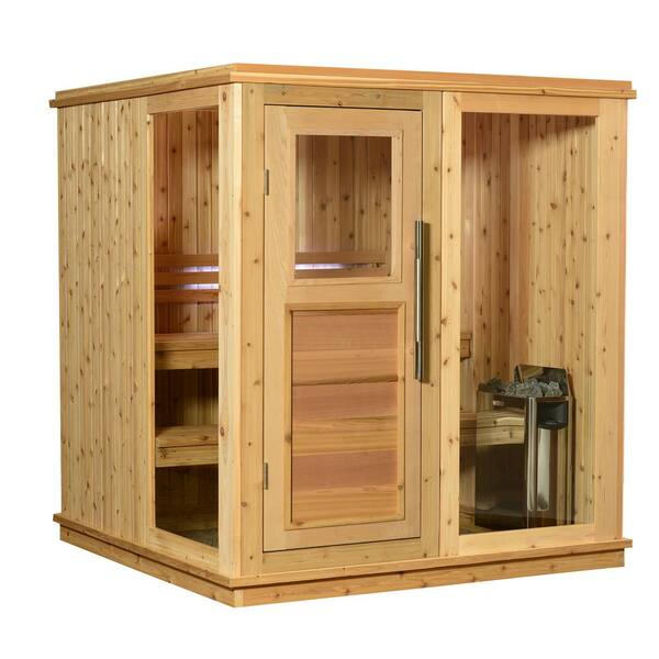 ALMOST HEAVEN SAUNAS Grayson Cedar 4-Person Electric Heater Sauna ...