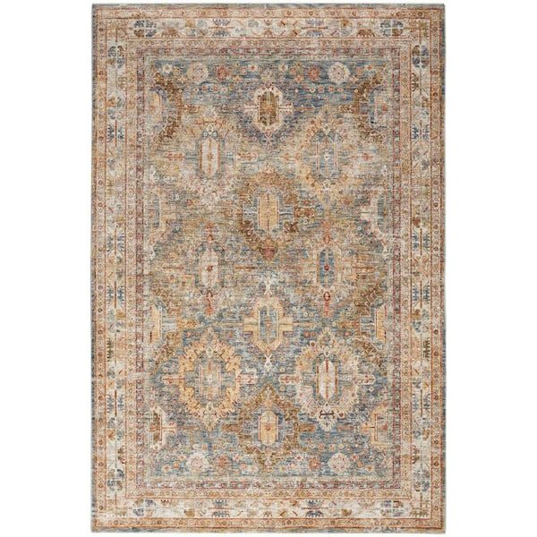Sahar Blue 8 ft. x 10 ft. Floral Vintage Traditional Area Rug