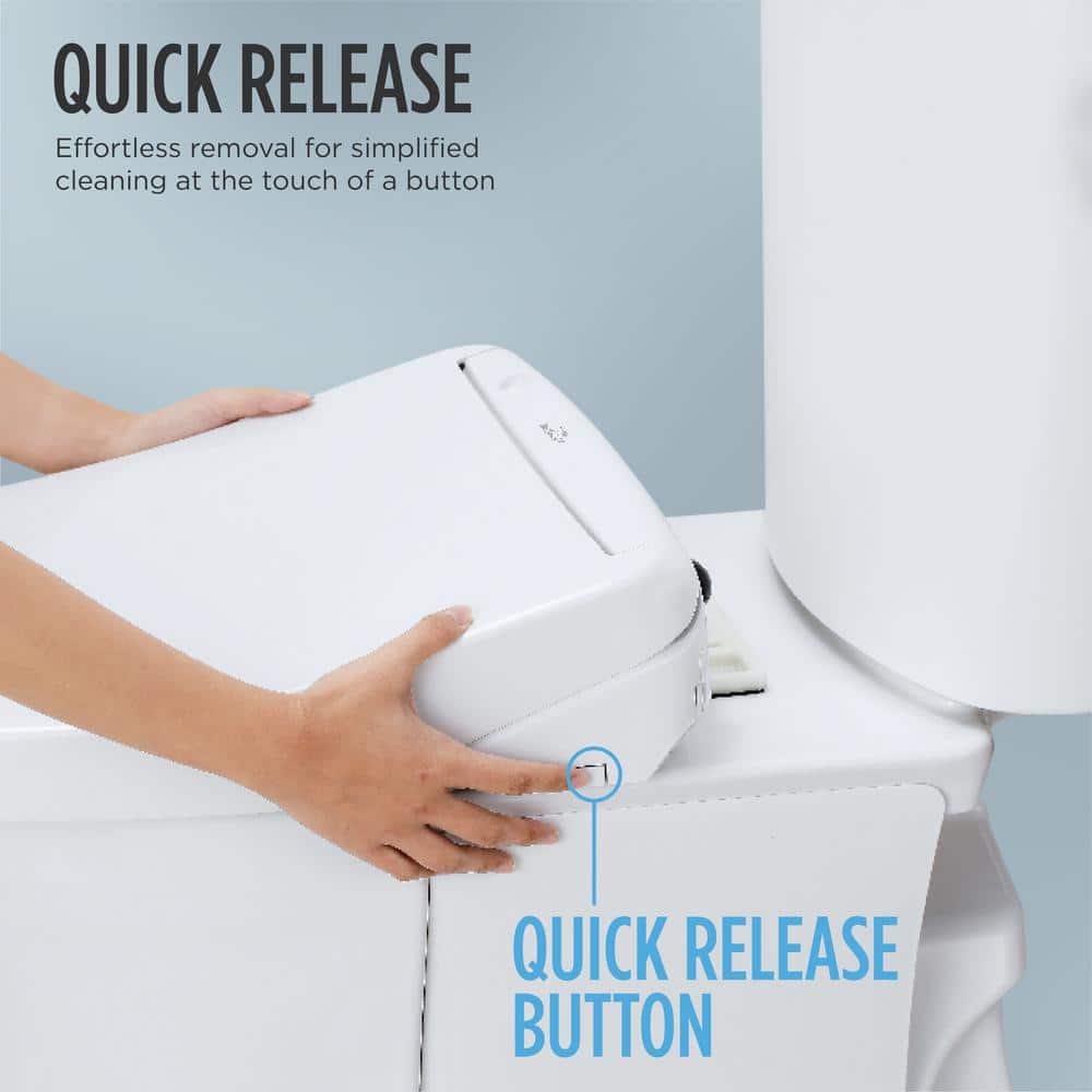 Cotton White Heated Elongated Bidet Toilet Seat with Remote