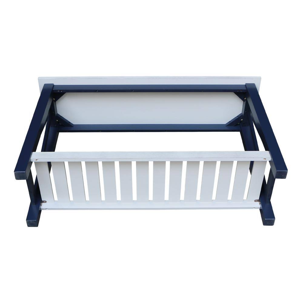 Surrey 65'' Blue & Antiqued Chalk Solid Parawood Console Table with Storage