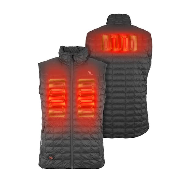 MOBILE WARMING Men's Large Black Backcountry Heated Vest with (1) 7.4-Volt Rechargeable Lithium Ion Battery and USB Charging Cable