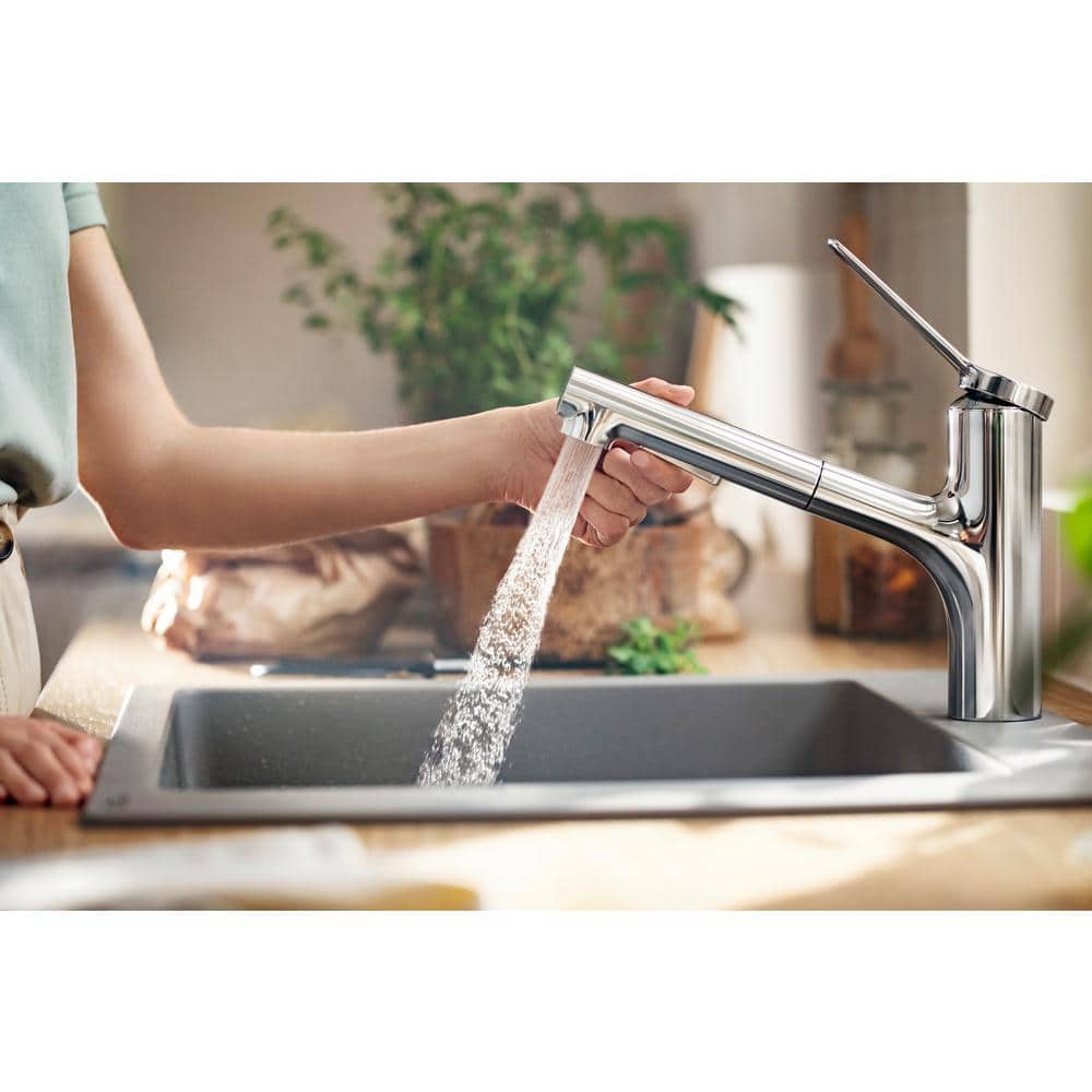 Chrome Modern Pull-Out Spray Kitchen Faucet