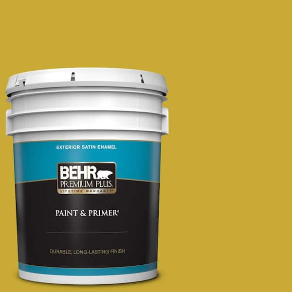 BEHR PREMIUM PLUS 5 gal. #P320-7 Sweet and Sour Satin Enamel Exterior Paint & Primer