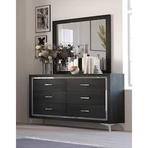 New Classic Furniture Huxley Black 6-Drawer 58 in. Dresser with Mirror