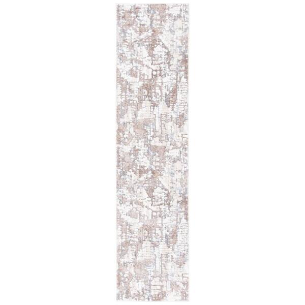 SAFAVIEH Lagoon Ivory/Gray 2 ft. x 9 ft. Abstract Distressed Runner Rug