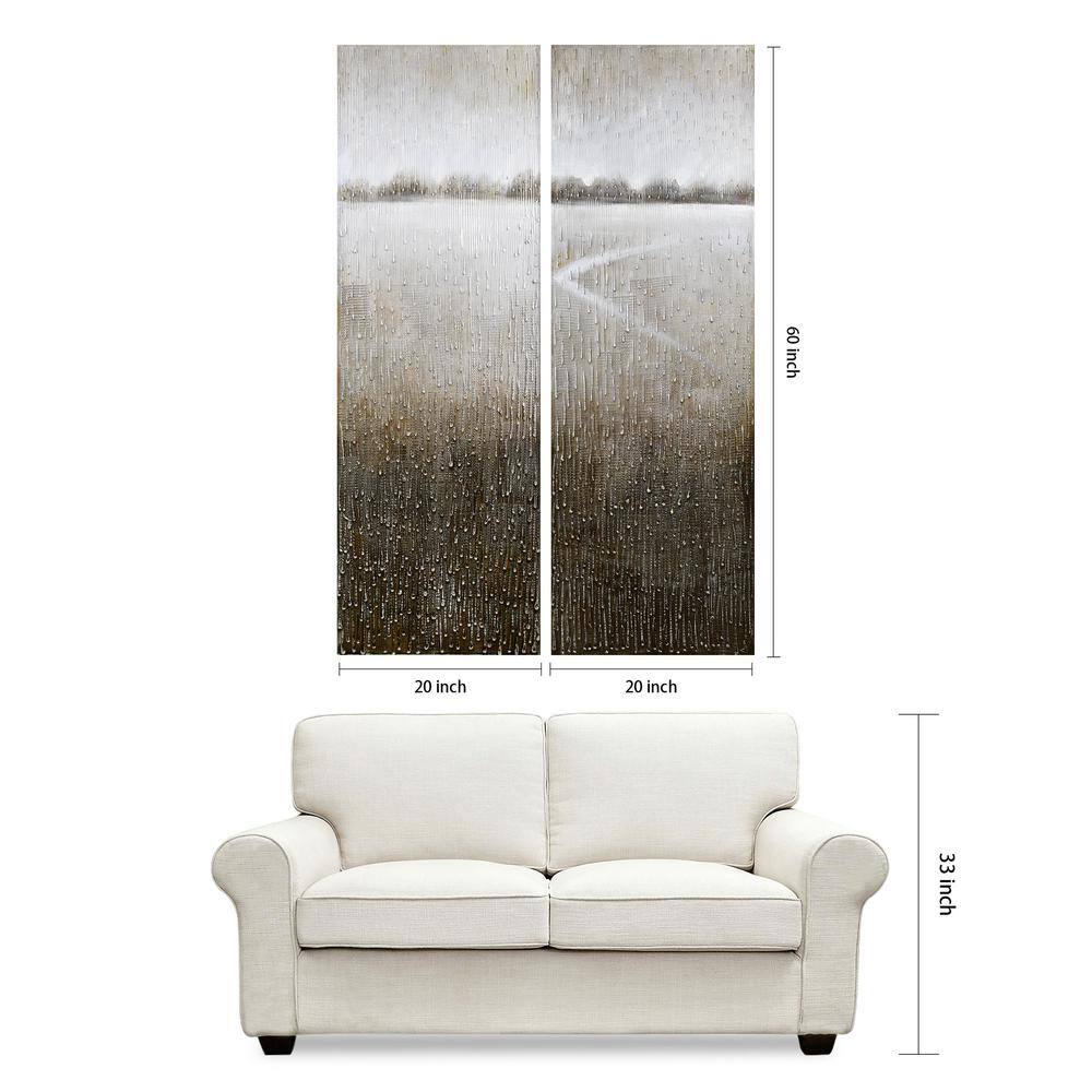 Martin Edwards Gray and Brown Abstract Canvas Wall Art Set
