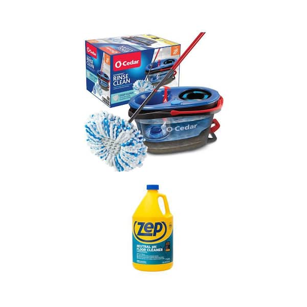 1 Gal. Neutral Floor Cleaner and RinseClean Deep Clean Microfiber Spin Mop Combo