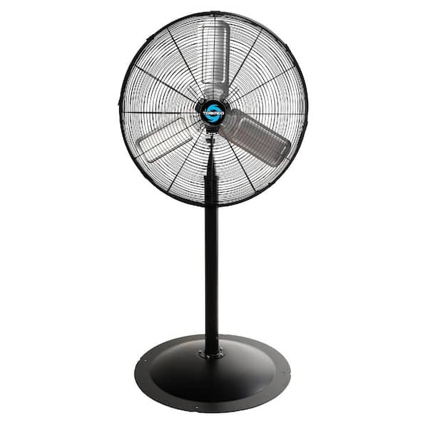 24 in. High Velocity Non-Oscillating Metal Pedestal Fan Commercial, Industrial Use 3-Speed UL Safety Listed, Black