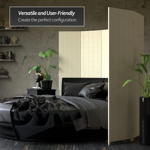 6 ft. Cream 4-Panel Room Divider