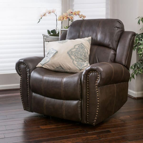 Brown Faux Leather Standard Recliner with Adjustable Backrest