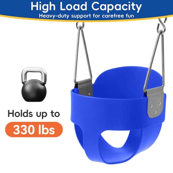 Blue High Back Bucket Toddler Swing with Plastic-Coated Chains for