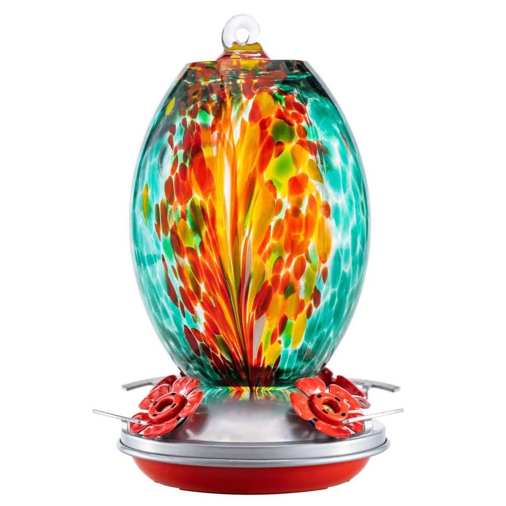 27 oz. Outdoor Glass Hummingbird Feeder, Includes Ant Moat and Brush, Unique Gift for Mom Women, Emerald Peacock price history on PriceWatchPro