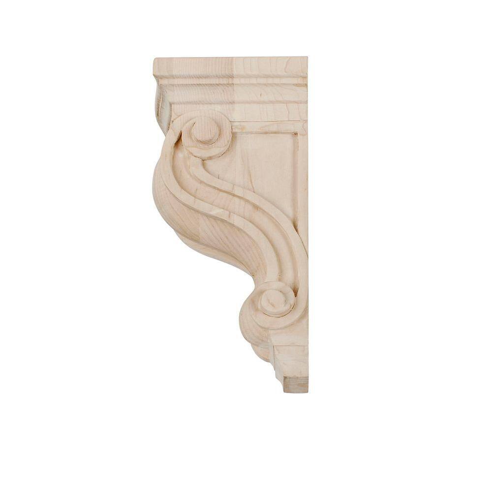 4-3/4 in Unfinished Alder Wood Traditional Corbel