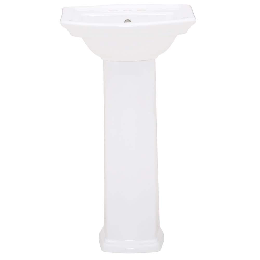Washington White Ceramic Rectangular Pedestal Bathroom Sink