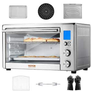 10-in-1 Convection Oven, 28L/30 Qt. Multifunctional Conventional Oven in Silver Countertop 1800-Watt 4-Tier Roaster Oven