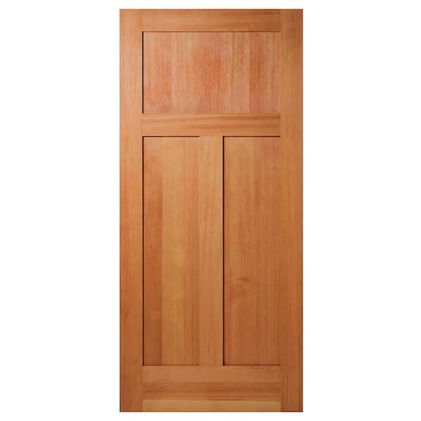 Builders Choice 28 in. x 80 in. 3-Panel Craftsman Solid Core Unfinished Fir Wood Interior Door Slab