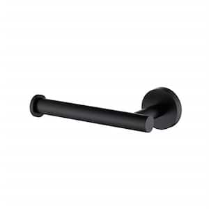Wall Mounted Single Post Round Stainless Steel Toilet Paper Holder in Matte Black