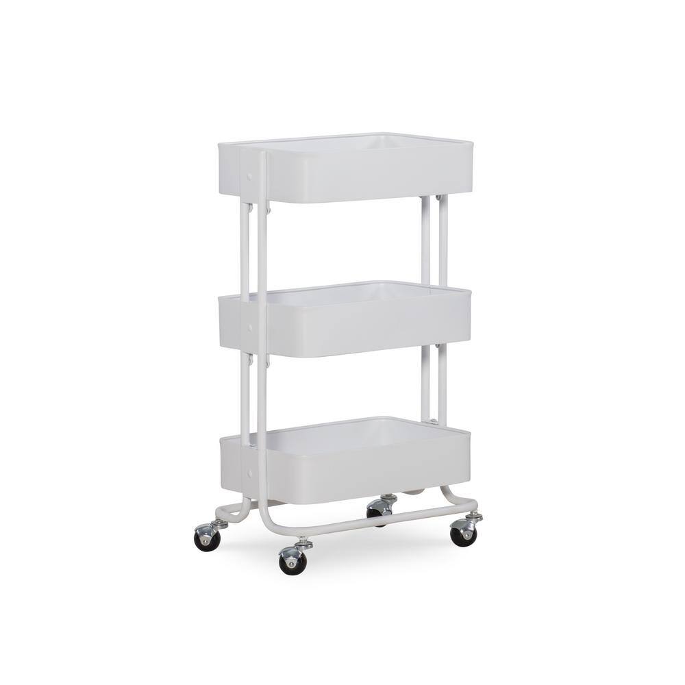Linon Home Decor White Bar Cart with StorageAJUCARTWHT01 The Home Depot