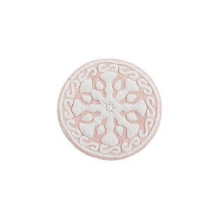 25 in. L Pink Medallion Cotton Tufted Bath Rug