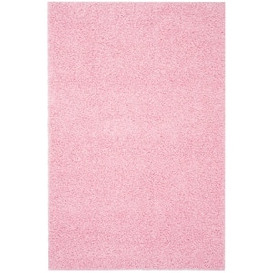 Athens Shag Pink Doormat 3 ft. x 5 ft. Solid Area Rug