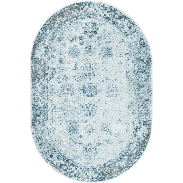 Sofia Casino Light Blue 4 ft. 1 in. x 6 ft. 1 in. Area Rug